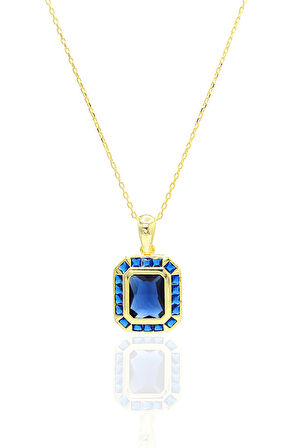 Safir Taşlı 925 Ayar Gümüş Bayan Kolye 201022212