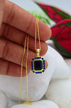 Safir Taşlı 925 Ayar Gümüş Bayan Kolye 201022212