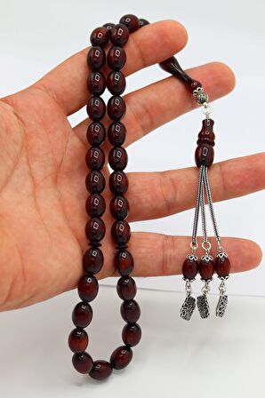 Fırınlanmış Osmanlı Benzetmesi Gümüş Püsküllü Sıkma Kehribar Tesbih 201022258