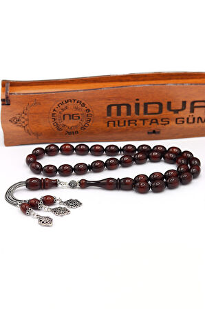 Fırınlanmış Osmanlı Benzetmesi Gümüş Püsküllü Sıkma Kehribar Tesbih 201022258