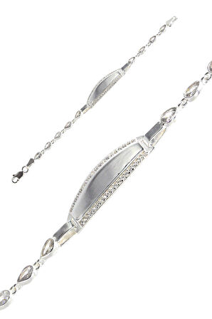 Zirkon Taşlı 925 Ayar Gümüş Çocuk Künyesi 201022353