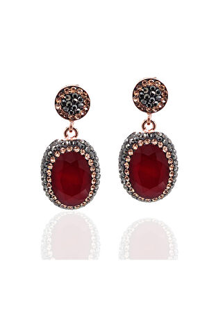 Yakut ve Swarovski Taşlı 925 Ayar Bayan Gümüş Üçlü Set 201022360
