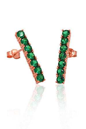 Su Yolu Rose Gold Zümrüt Taşlı 925 Ayar Gümüş Küp