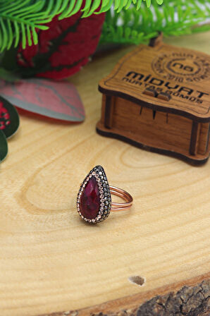 Jasper ve Swarovski Taşlı 925 Ayar Bayan Gümüş Yüzük 201022730