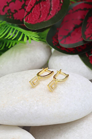 Baget Zirkon Taşlı Gold Kaplama Kadın Gümüş Küpe 201022739