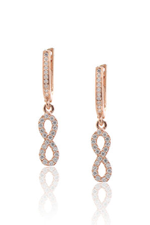 Sonsuzluk Model Zirkon Taşlı Rose Kaplama Kadın Gümüş Küpe 201022761