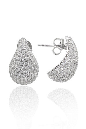 Damla Kesim Zirkon Taşlı 925 Ayar Gümüş Kadın Küpe 201022860