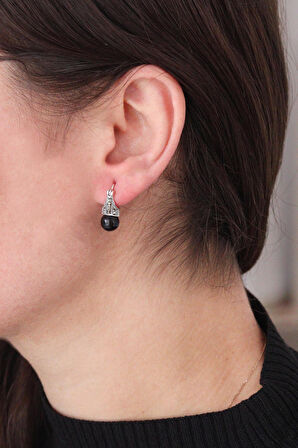 Oniks ve Markazit Taşlı 925 Ayar Kadın Gümüş Küpe 201022869