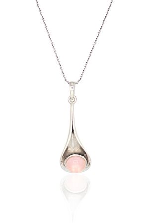Pembe Kuvars Taşlı Kadın Gümüş Otantik Kolye 201022873