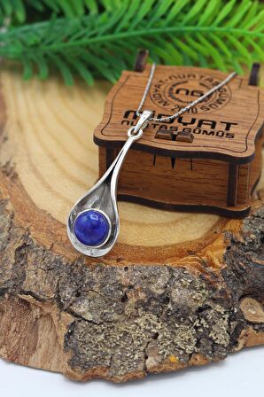 Lapis Lazuli Taşlı Kadın Gümüş Otantik Kolye 201022875