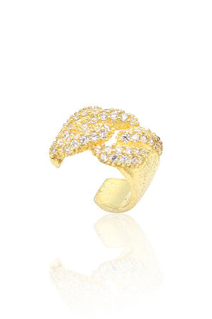 Zirkon Taşlı Yaldızlı Kıkırdak 925 Ayar Gümüş Kadın Küpe 201022980