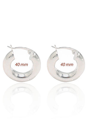 40 mm Halka Model 925 Ayar Gümüş Küpe 201023004