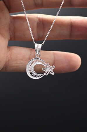 Ay-Yıldız Model Telkari 925 Ayar Gümüş Kolye 201023028