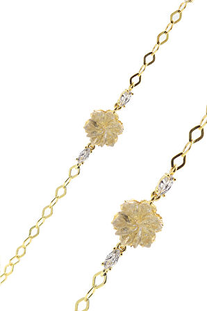 Zirkon Taşlı Gold Kaplama 925 Ayar Gümüş Kadın Bileklik 201023074