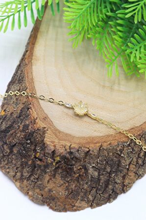 Zirkon Taşlı Gold Kaplama 925 Ayar Gümüş Kadın Bileklik 201023074