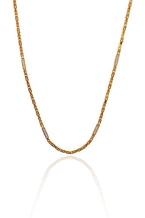 Zirkon Taşlı Altın Kaplama 925 Ayar Gümüş Zincir Kolye 201023125