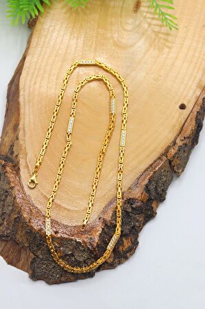 Zirkon Taşlı Altın Kaplama 925 Ayar Gümüş Zincir Kolye 201023125