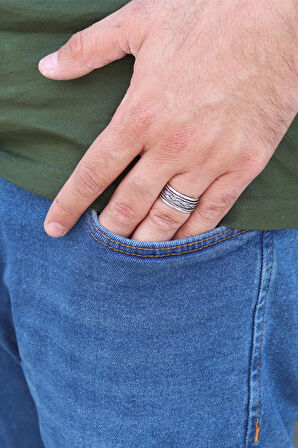 Örgü Model 925 Ayar Gümüş Erkek Yüzük 201023203