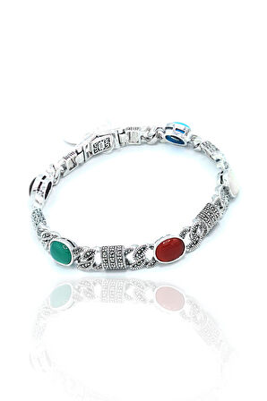 Sıra Taşlı Oval Model Markazit  Kadın Gümüş Bileklik 201023279