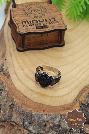 Oniks Mikro Taşlı Oval Model 925 Ayar Gümüş Erkek Yüzük 201023340