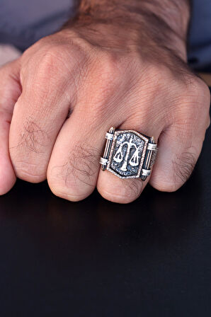 Adalet Terazisi Model 925 Ayar Gümüş Erkek Yüzük 201023344