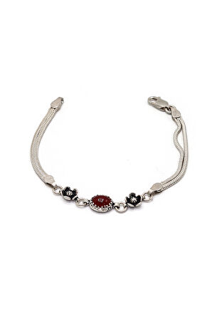 Oval Akik Taşlı Mardin Hasırı Gümüş Kadın Bileklik 201023684