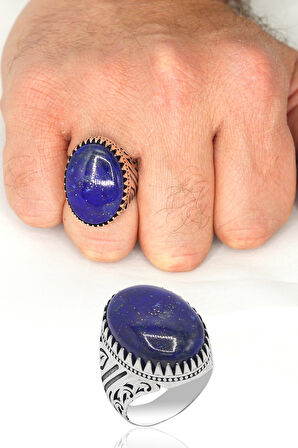 Lapis Lazuli Taşlı 925 Ayar Gümüş Erkek Yüzük 201023697