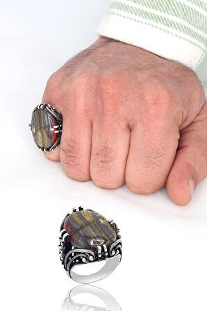 Unakit Taşlı 925 Ayar Gümüş Erkek Yüzük 201023712