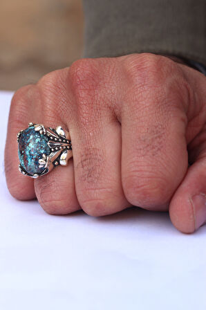 Kantaşı Taşlı 925 Ayar Gümüş Erkek Yüzük 201023773