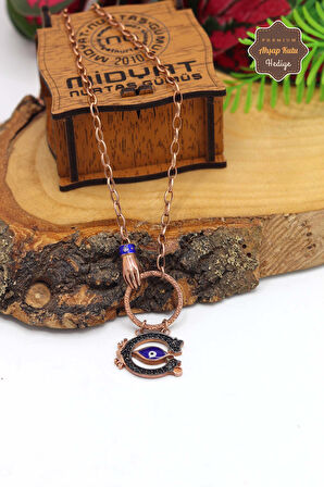 Zirkon Taşlı Nazarlık Model Rose Kaplama Gümüş Kadın Kolye 201023826