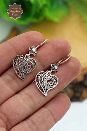 Kalp Model Oksitli Telkari Kadın Gümüş Küpe 201023902