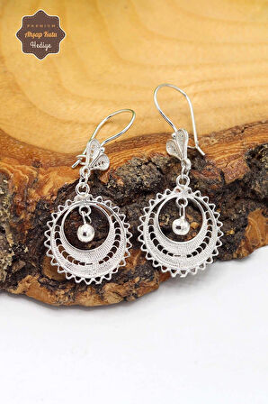 Toplu Hilal Tasarım 925 Ayar Gümüş Telkari Kadın Küpe 201023912