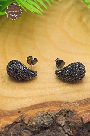 Damla Kesim Siyah Zirkon Taşlı 925 Ayar Gümüş Kadın Küpe 201023914