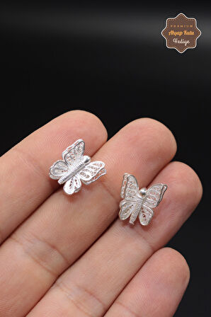 Kelebek Tasarım 925 Ayar Gümüş Telkari Kadın Küpe 201023950