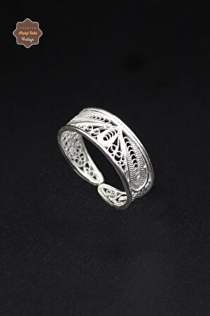 Çiçek Alyans Model El işçiliği 925 Ayar Gümüş Telkari Kadın Yüzük 201023969