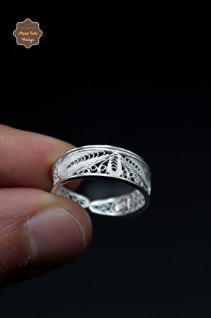 Çiçek Alyans Model El işçiliği 925 Ayar Gümüş Telkari Kadın Yüzük 201023969