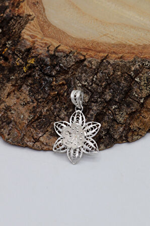 Çiçek Tasarım 925 Ayar Saf Gümüş Telkari Kadın Kolye 201023979