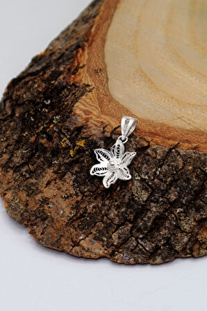 Zarif Çiçek Tasarım 925 Ayar Saf Gümüş Telkari Kadın Kolye 201023987