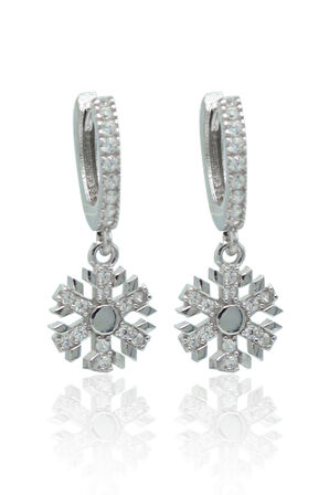 Kar Tanesi Model Zirkon Taşlı 925 Ayar Gümüş Kadın Küpe 201024004