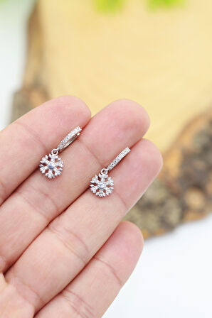 Kar Tanesi Model Zirkon Taşlı 925 Ayar Gümüş Kadın Küpe 201024004