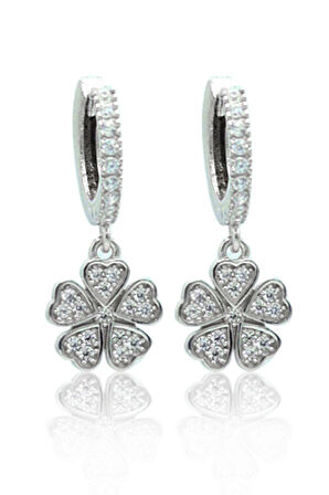 Yonca Model Zirkon Taşlı 925 Ayar Gümüş Kadın Küpe 201024005