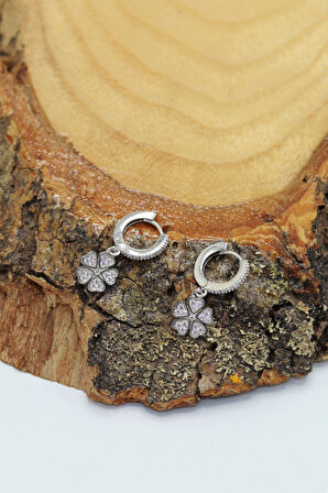 Yonca Model Zirkon Taşlı 925 Ayar Gümüş Kadın Küpe 201024005