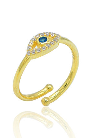 Safir Taşlı Gold Kaplama 925 Ayar Gümüş Kadın Yüzük 201024012