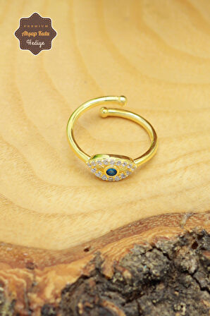 Safir Taşlı Gold Kaplama 925 Ayar Gümüş Kadın Yüzük 201024012