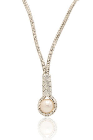 İnci Taşlı 1000 Ayar Kazaziye Gümüş Gerdanlık Kadın Kolye 201024111