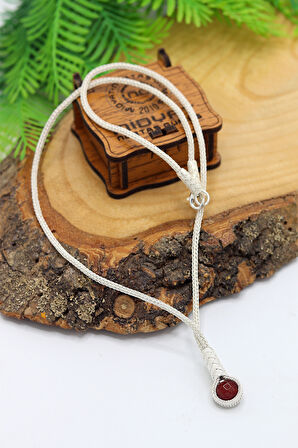 Akik Taşlı 1000 Ayar Kazaziye Gümüş Gerdanlık Kadın Kolye 201024112