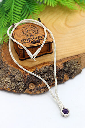 Ametist Taşlı 1000 Ayar Kazaziye Gümüş Gerdanlık Kadın Kolye 201024113