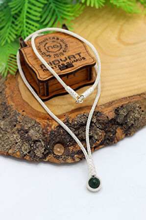 Zümrüt Taşlı 1000 Ayar Kazaziye Gümüş Gerdanlık Kadın Kolye 201024114