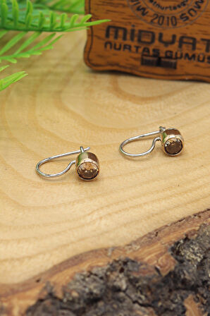 Sitrin Taşlı Otantik Gümüş Kadın Küpe 201024125