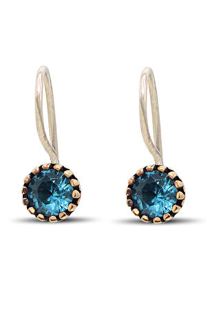 Akuamarin Taşlı Otantik Gümüş Kadın Küpe 201024126